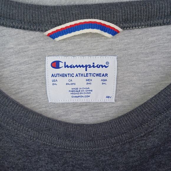 Champion Men Powerblend Graphic Script Logo Sweatshirt Size 2XL Gray Crew Y06794 - Picture 3 of 13